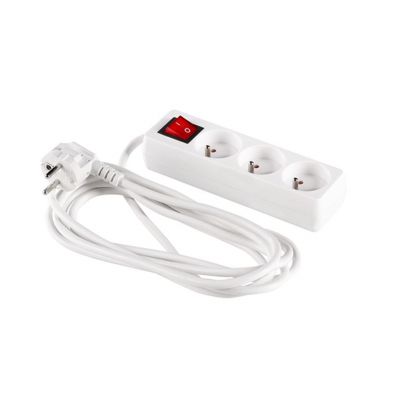 Przedłużacz listwa sieciowa zasilająca włącznik 3 gniazda 3x1mm2 biały 3mb ELCAN (PM-ZW-3G-30)